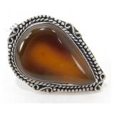 German Silver Red Onyx Ring - Size 9