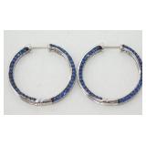 Sterling Silver Imitation Sapphire & Diamond