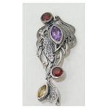 Bali Inspired Silver & 4 Gemstones Pendant: 4.50