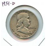 1951-D Franklin Silver Half Dollar