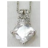 Sterling Silver CZ Pendant Necklace - 19ï¿½, 2.06