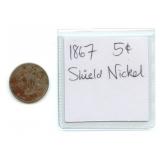 1867 Shield Nickel 5ï¿½ Coin