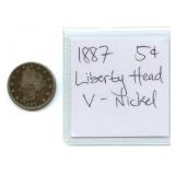 1887 Liberty Head V Nickel 5ï¿½ Coin