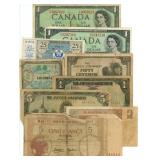 Lot of 10 Vintage Paper Currency Notes from