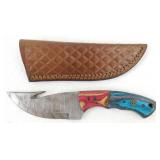 New Damascus Steel Gut Hook Hunting Knife with