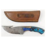 New Damascus Steel Gut Hook Hunting Knife with