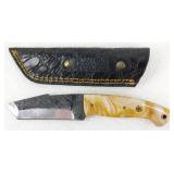 New Carbon Steel Tanto Knife with Leather Sheath