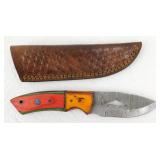 New Damascus Steel Drop Point Knife with Inset