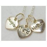 925 Mother Daughter Friend Heart Pendant & 925