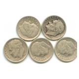 (5) Roosevelt Silver Dimes
