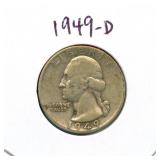 1949-D Washington Silver Quarter
