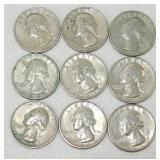Group of 9 Bicentennial 1976 Washington Quarters