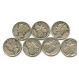 (7) Mercury Silver Dimes