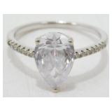Sterling Silver Pear CZ Ring - Size 8.25, 2.79