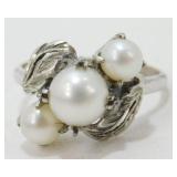 Vintage Sterling Silver Pearl Ring - Size 8, 3.84