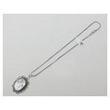 German Silver Mother of Pearl Pendant Necklace