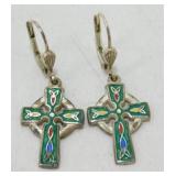 925 Sterling Tara Marked Celtic Cross Earrings