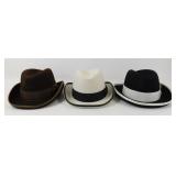 3 Shannon Phillips 100% Wool USA Fedora Hats -