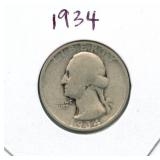 1934 Washington Silver Quarter