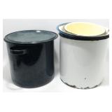 ** 6 Vintage Blue/White/Yellow Enamel Bowls and