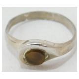 Vintage Sterling Silver Baltic Amber Ring - Size