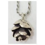 Vintage Sterling Silver Pinecone Pendant Necklace