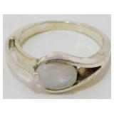 Sterling Silver Rainbow Moonstone Ring - Size 9,