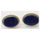 14k GF Oval Lapis Lazuli Earrings - Marked Carla