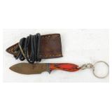 New Damascus Steel Drop Point Keychain Knife with