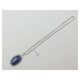 German Silver Lapis Pendant Necklace