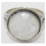 925 Sterling "Moonstone" Large Stone Ring: Size