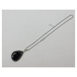 German Silver Black Onyx Pendant Necklace