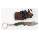 New Damascus Steel Drop Point Keychain Knife with