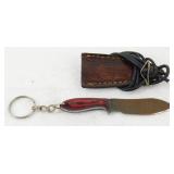 New Damascus Steel Drop Point Keychain Knife with