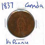 1837 Canadian Half Penny Bank Token
