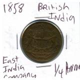 1858 British India 1/4 Anna