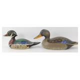 * 2 Hand-Carved Wood Duck Decoys by Jan Lucas