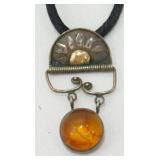 Amber Sterling Stone Necklace
