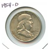1959-D Franklin Silver Half Dollar