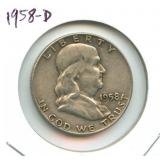 1958-D Franklin Silver Half Dollar