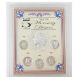 Silver Mercury Dime Set "Last 5 Years"