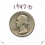 1947-D Washington Silver Quarter