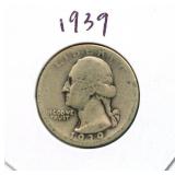 1939 Washington Silver Quarter