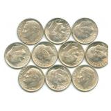 (10) Roosevelt Silver Dimes