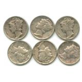 (6) Mercury Silver Dimes