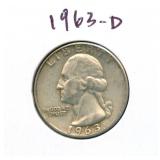 1963-D Washington Silver Quarter