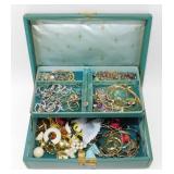 Vintage Farrington Teal Jewelry Case with at
