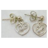 Sterling Silver Heart Earrings - 1.74 grams
