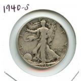 1940-S Walking Liberty Silver Half Dollar