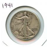 1941 Walking Liberty Silver Half Dollar
